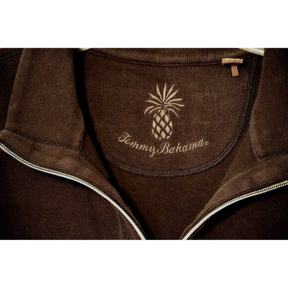 Tommy Bahama Pullover Sweatshirt Size XL Quarter Zip Black Ribbed Cotton - Picture 5 of 7
